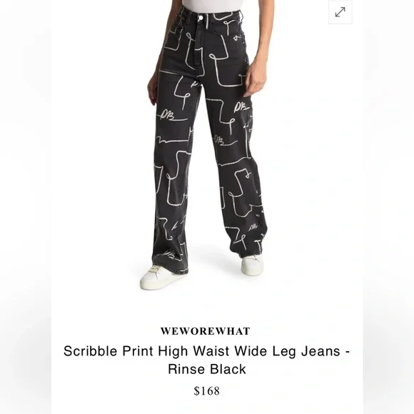 High Rise Wide Scribble Jeans - Picture 3 of 10